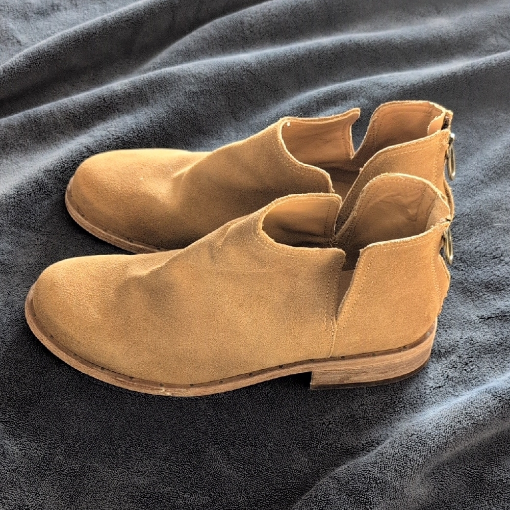 beek Suede Ankle Booties in Chestnut Brown